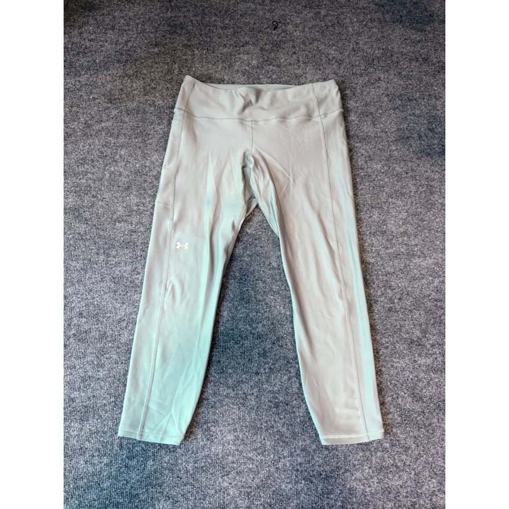Under Armour Womens HeatGear High Waisted Leggings NWOT Sage Green Large Pockets
